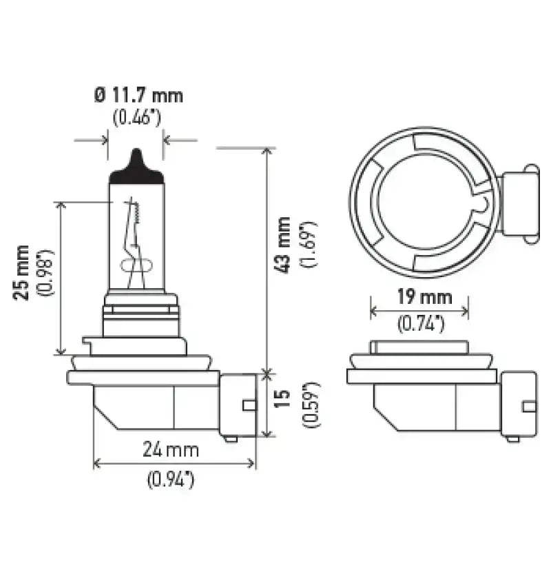 Halogen bulb dimensions.