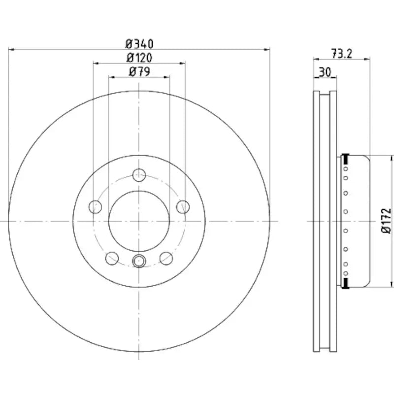 Hella Reduced Braking Noise Brake Rotor 355120811 - Disc Piece High