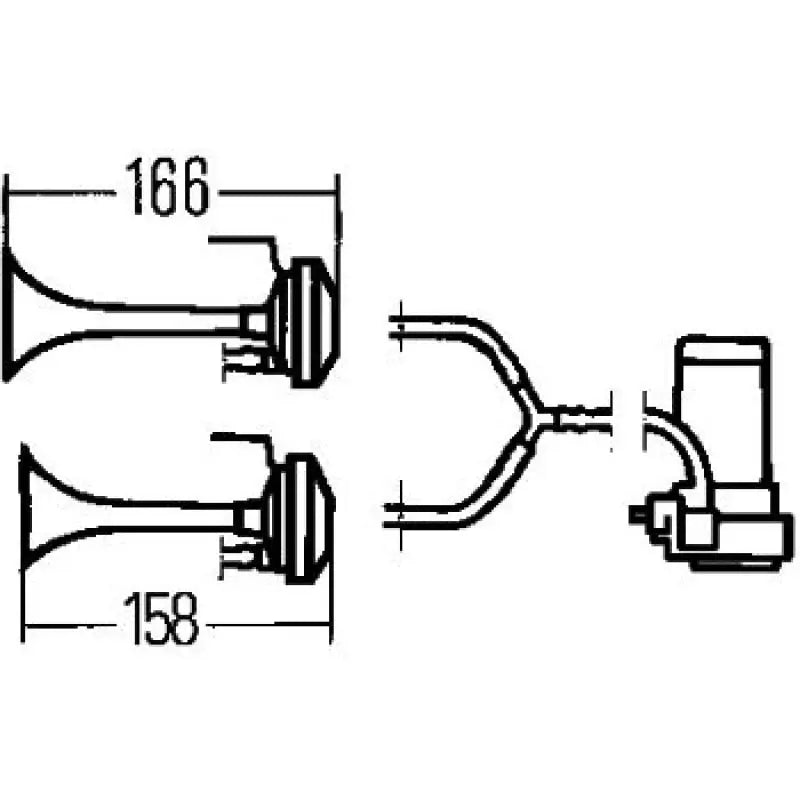 Hella Twin Trumpet Horn Kit 12V 240W 795-800Hz 118dB - Truck & Automotive