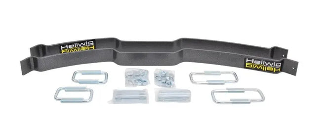 Hellwig 66-96 Ford Bronco EZ Level 990 Helper Spring kit with heavy-duty U-bolts and installation hardware for up to 2000 lbs load capacity.