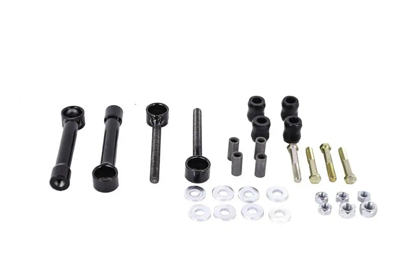 Car suspension hardware showing Hellwig Universal Adjustable Heavy Duty Sway Bar End Links