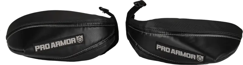Black universal UTV ATV side mirrors on HGP100-BK/CFR Hand Guards Blk/Carb