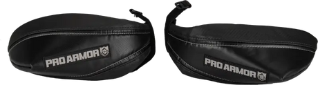 Black universal UTV ATV side mirrors on HGP100-BK/CFR Hand Guards Blk/Carb