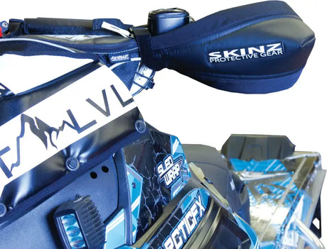 Black and white snowmobile with HGP100-BK hand guards for extra protection