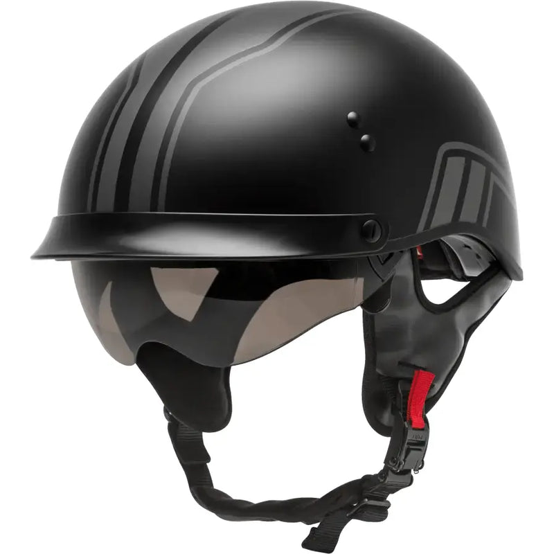 GMAX Hh 65 Half Helmet Full Dressed Twin Matte Black/Silver Sm