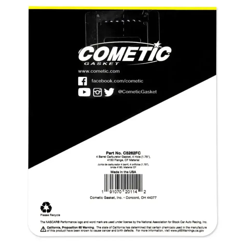 Cometic Holley 4 BBL .060in Fiber Carburetor Mounting Gasket - 4 Hole - 1.750in Holes - Cometic Gasket