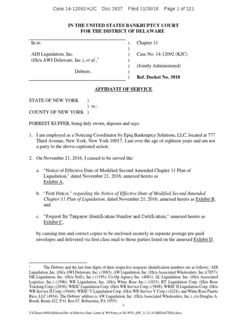 Image showing Affidavit of Service document with Highway 21 489-0100L Hook Gloves Black Lg
