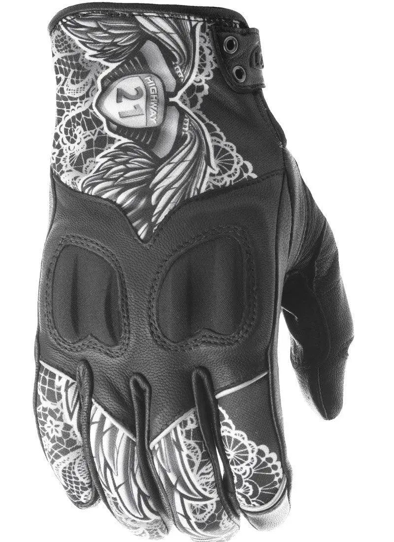 Women'S Vixen Gloves Black/White Lace Md