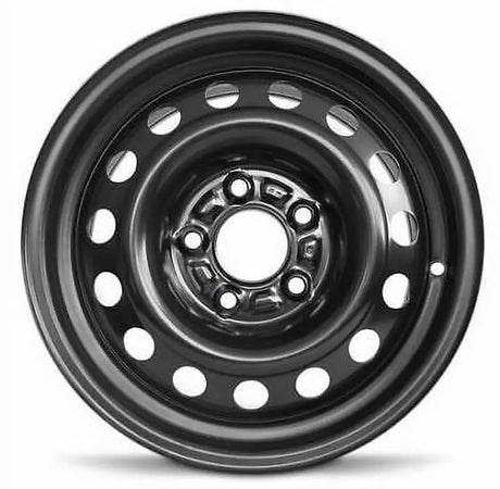 Black steel car wheel with HK49815CM Coast2Coast chrome wheel covers
