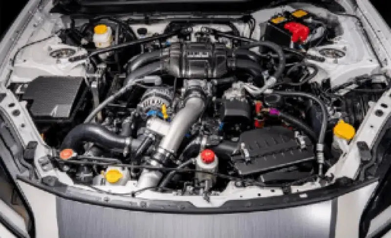 HKS GT2 supercharger kit for Subaru FA24 engine in ZN8 ZD8, sleek boxer bay view