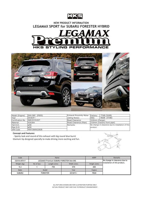 HKS LEGAMAX Premium Subaru Forester 5AA-SKE - Truck & Automotive