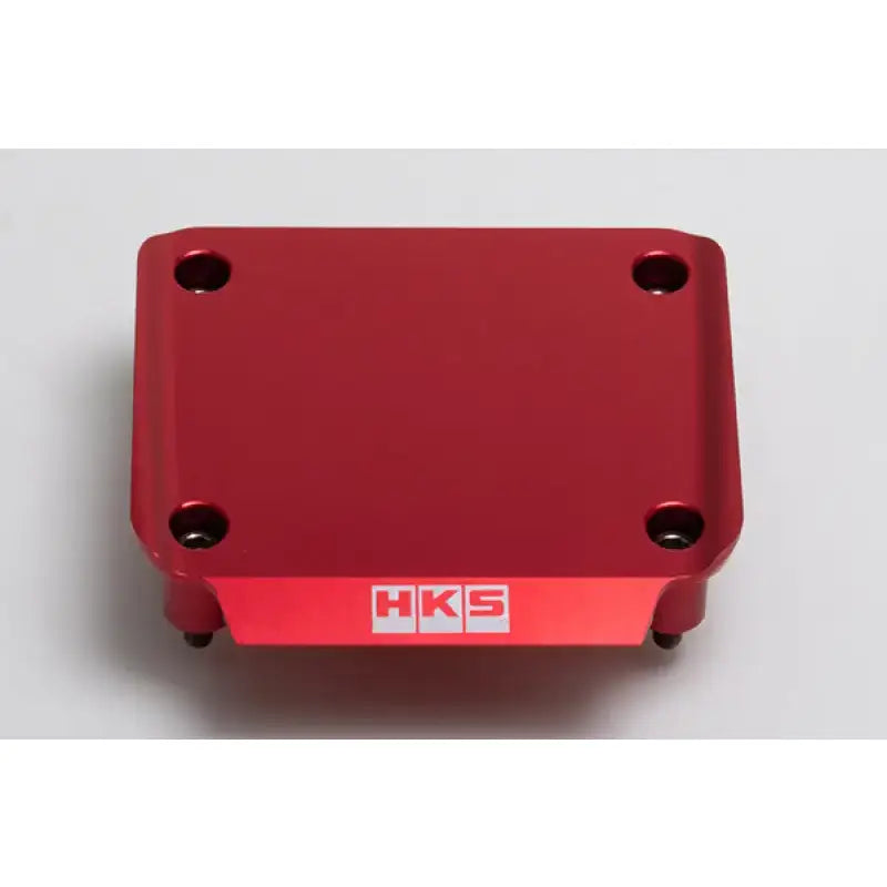 Red, rectangular, metal cover.