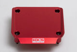 Red, rectangular, metal cover.