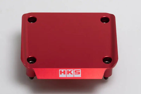 Red, rectangular, metal cover.