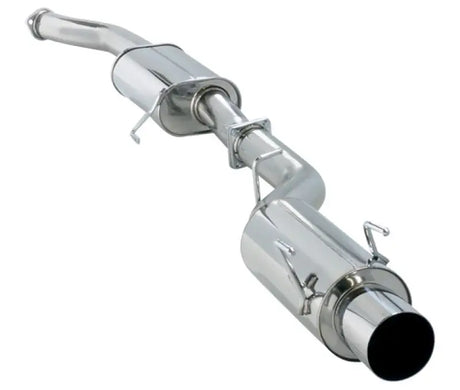 Shiny chrome exhaust system on HKS SILENT Hi-Power SKYLINE GT-R E-BNR32