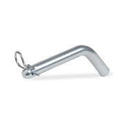 Silver bent metal pin with retaining loop for hitch mount cotter pin driver use