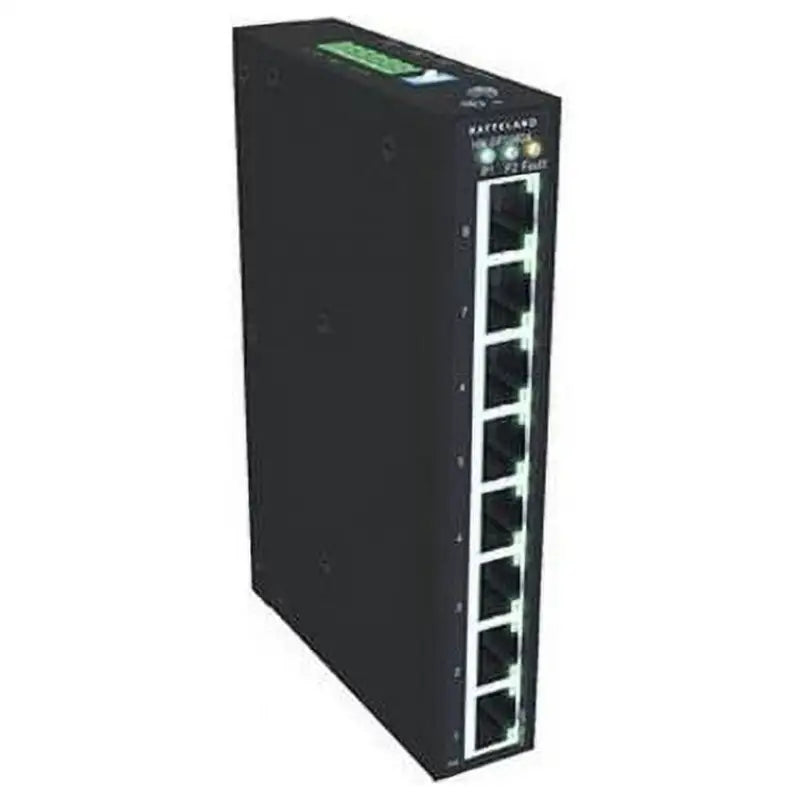 Black GP1080A Hatteland 8-port gigabit ethernet switch with RJ45 ports and LEDs