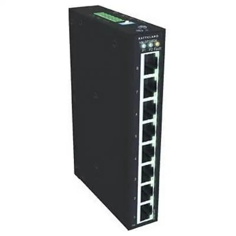 Black GP1080A Hatteland 8-port gigabit ethernet switch with RJ45 ports and LEDs