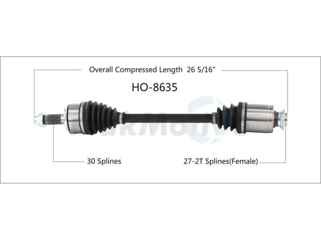 Automotive axle shaft with CV joints for HO-8635 Trakmotive CV Axle Shaft replacement