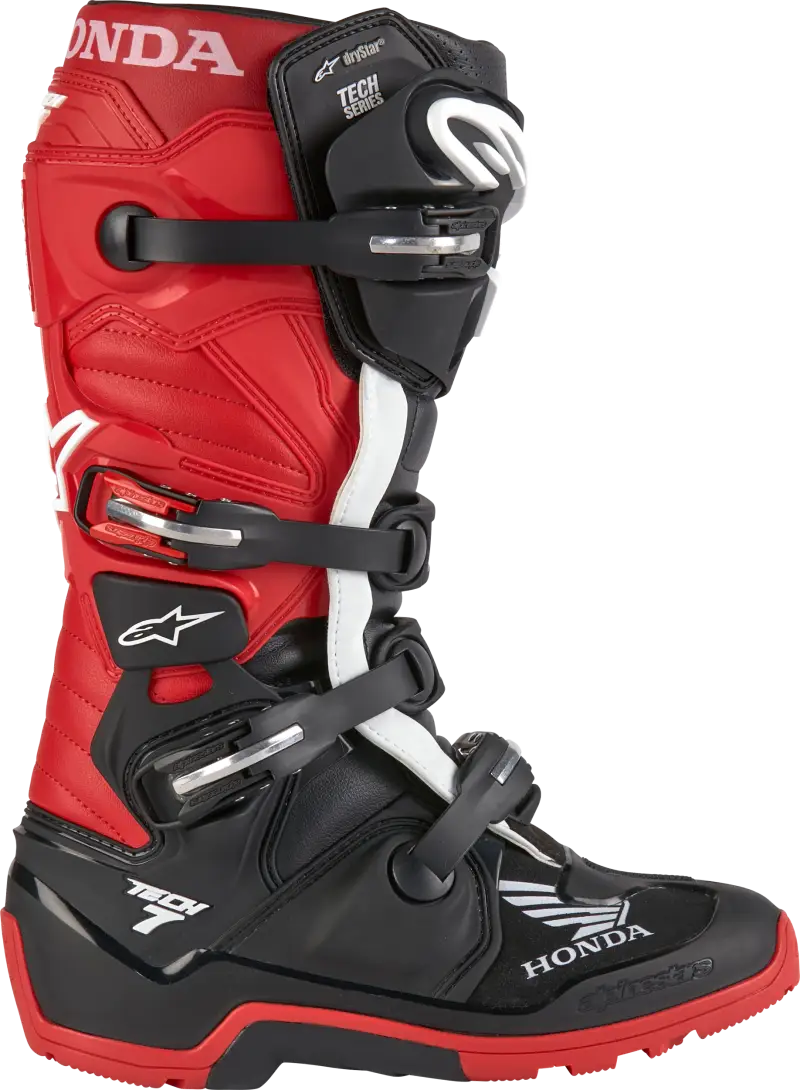 Honda Tech 7 Enduro Drystar Black/Bright Red Sz 10 - Powersports