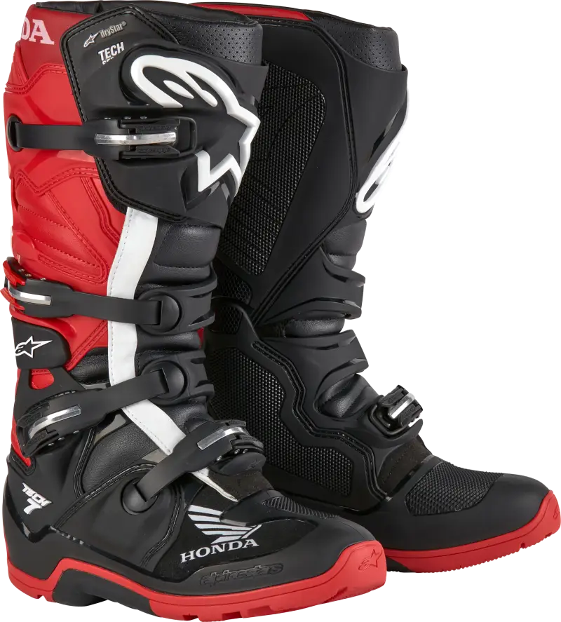 Honda Tech 7 Enduro Drystar Black/Bright Red Sz 10 - Powersports