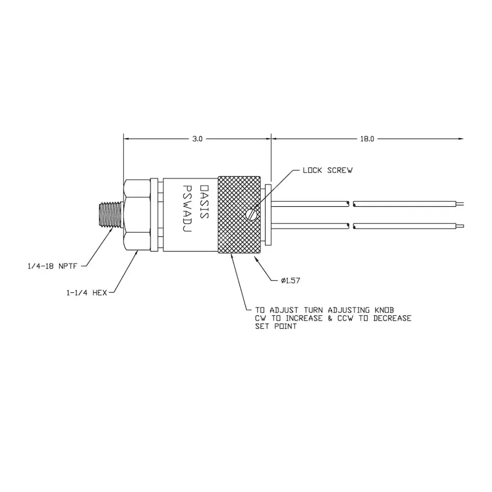 Hornblaster High Accuracy Air Horn Compressor Pressure Switch PS-XD-ADJ - Oasis Adjustable