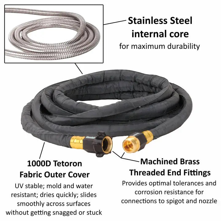 Hosecoil Abrasion Resistant Outer Cover Boat Washdown Hose SSP10K - Stainless Steel Pro 10 Kit