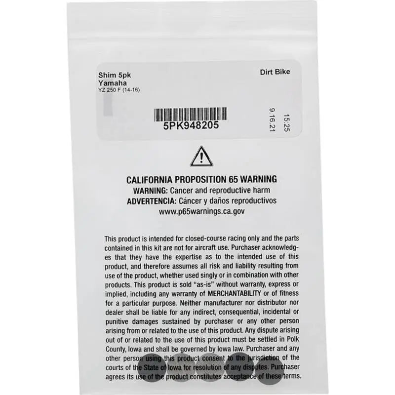 Hot Cams 2014-2016 Yamaha YZ 250 F 250cc 2.05mm 5 piece shim refill - Hot Cams