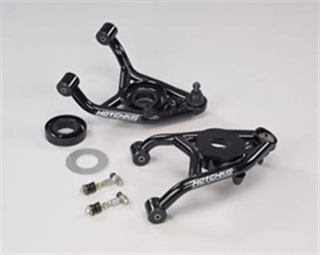 Black Hotchkis suspension control arms and hardware for A-Body Lower A-Arms upgrade