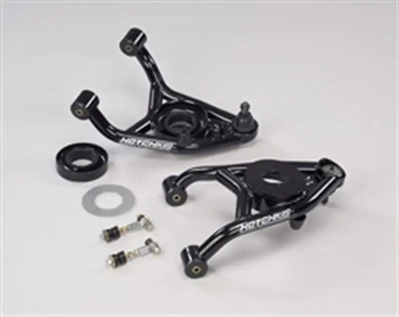 Black Hotchkis suspension control arms and hardware for A-Body Lower A-Arms upgrade