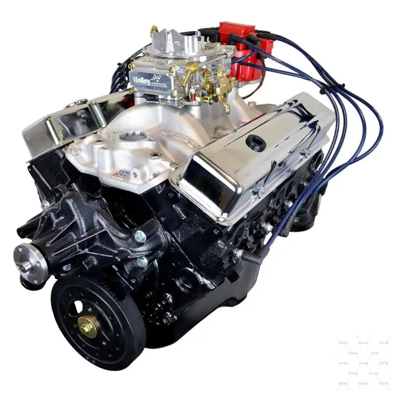 Shiny black and chrome HP98C ATK Engine for Chevy 350 with 345Hp power