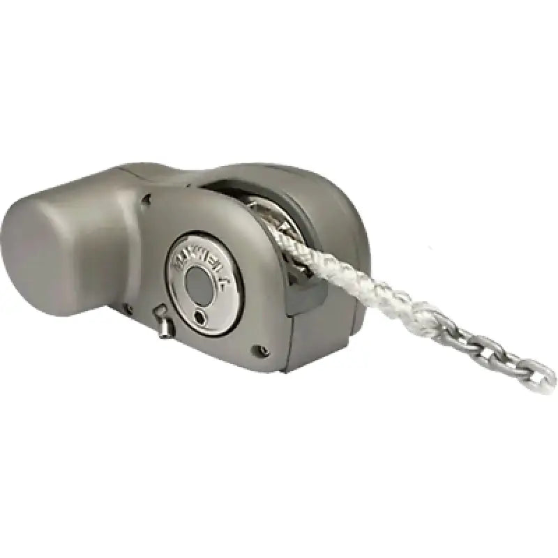 Gray boat windlass with rope and chain for Maxwell HRC Series free fall models