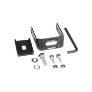 Black metal mounting bracket hardware.