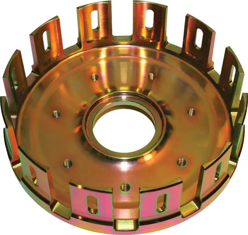 Gold-colored steel clutch basket for CRF450R high performance motorcycle clutch upgrade