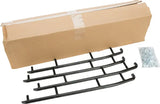 Black metal grill with cardboard box and hardware bag for HSA-9750-20 hard weld runners