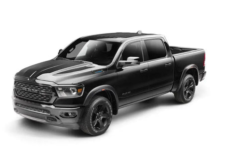 Black Ram pickup truck with Husky Liners 19-23 Ram 1500 RVL Fender Flares