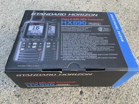 Image of HX890BK Standard VHF-HH marine transceiver box with GPS and FM receiver