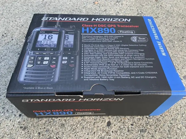 Image of HX890BK Standard VHF-HH marine transceiver box with GPS and FM receiver