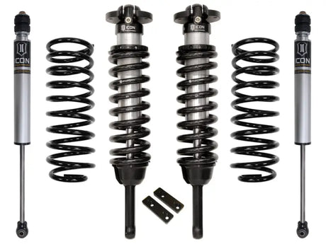 ICON 03-09 Toyota 4Runner/FJ 0-3.5in Stage 1 Suspension System featuring front coilover shocks, rear shocks, and 2" lift rear coil springs.