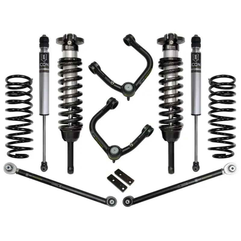 ICON Vehicle Dynamics Stage 3 Suspension System for 2003-2009 Toyota 4Runner and 2007-2009 FJ Cruiser, featuring tubular upper control arms with Delta Joint, for 0-3.5 inch lift.