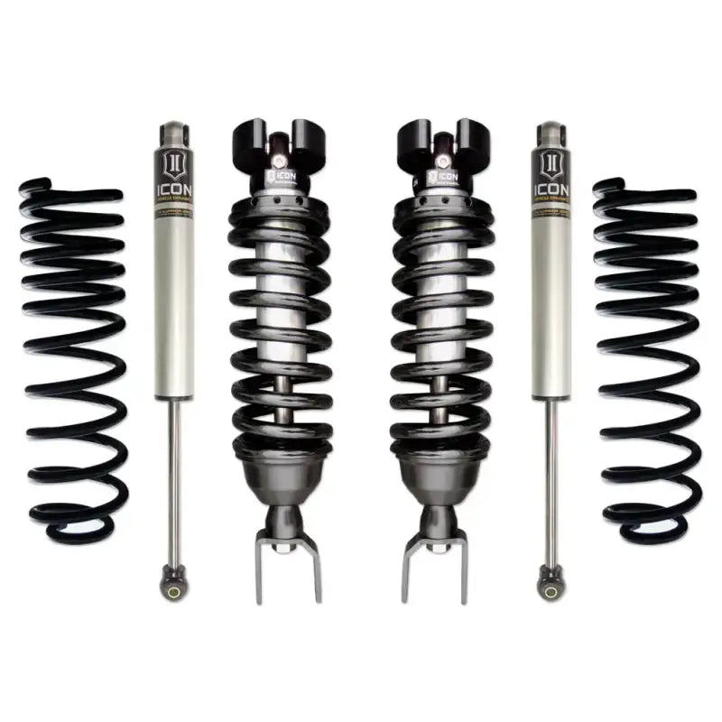 ICON Vehicle Dynamics 2009-2018 Ram 1500 4WD Stage 2 Suspension System with 2.5" coilover shocks and Eibach coil springs.