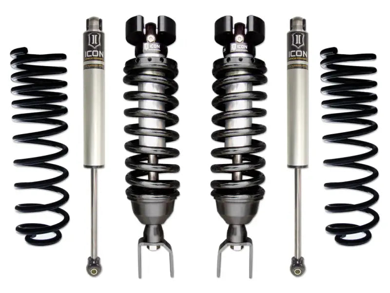 ICON Vehicle Dynamics 2009-2018 Ram 1500 4WD Stage 2 Suspension System with 2.5" coilover shocks and Eibach coil springs.