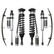 ICON 2007+ Toyota Tundra 1-3in Stage 4 Suspension System with ICON Vehicle Dynamics 2.5” coilover shocks and aluminum piggyback rear shocks.