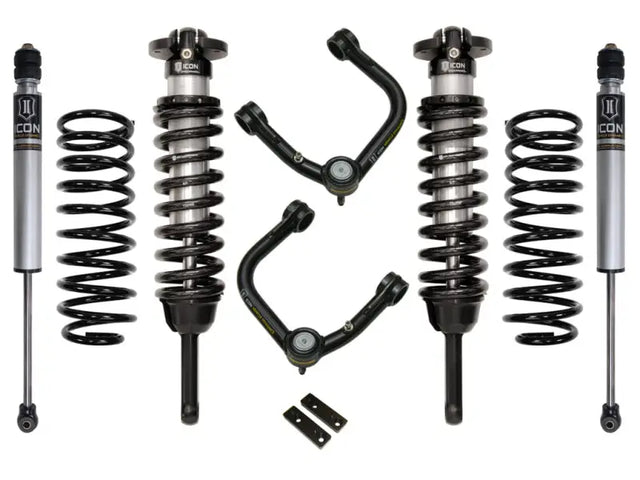 ICON Stage 2 Suspension System with Tubular UCA for 2010+ Toyota FJ/4Runner 0-3.5in Lift including upper control arms with Delta Joint technology.