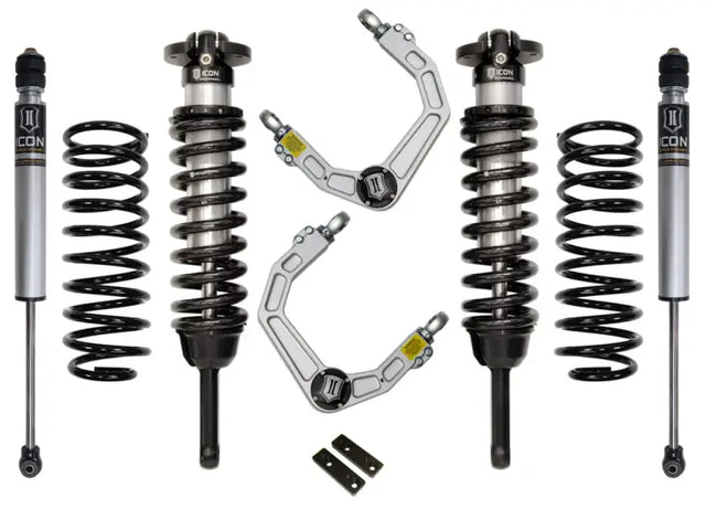 ICON Stage 2 Suspension System for 2010+ Toyota FJ/4Runner with Billet UCA, showcasing high-quality coilovers, control arms featuring ICON's Delta Joint, and heavy-duty shock absorbers.