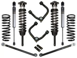 ICON 2010+ Toyota FJ/4Runner 0-3.5in Stage 3 Suspension System featuring Delta Joint technology in upper control arms, shock absorbers, and coil springs.