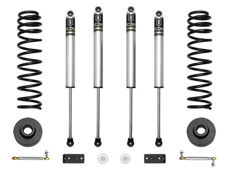 ICON 2020+ Jeep Gladiator JT 2.5in Stage 1 Suspension System components including shocks, coil springs, and hardware.