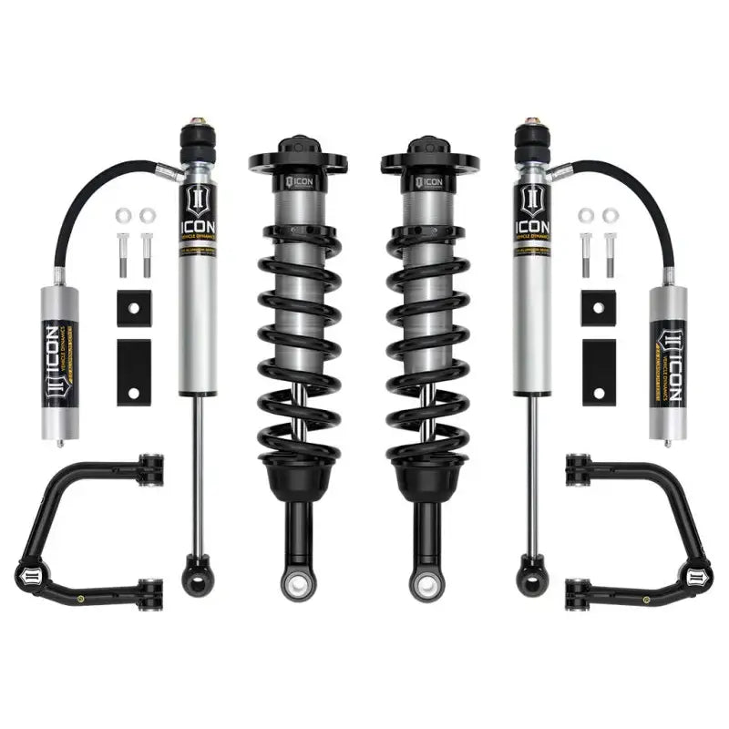 ICON 2022+ Toyota Tundra 2-3.5in Stage 5 3.0 Suspension System (Tubular) with V.S. 2.0 Aluminum Series rear remote reservoir shocks and front coilovers.