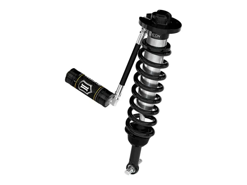 Black and silver coilover shock absorber from ICON Ford F150 4WD coilover kit