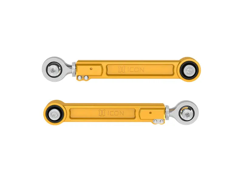 Gold-colored adjustable rear upper link arms for Toyota Tundra and Tacoma installation